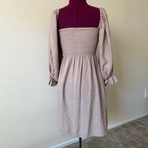 Chic Long Sleeve Beige Dress
